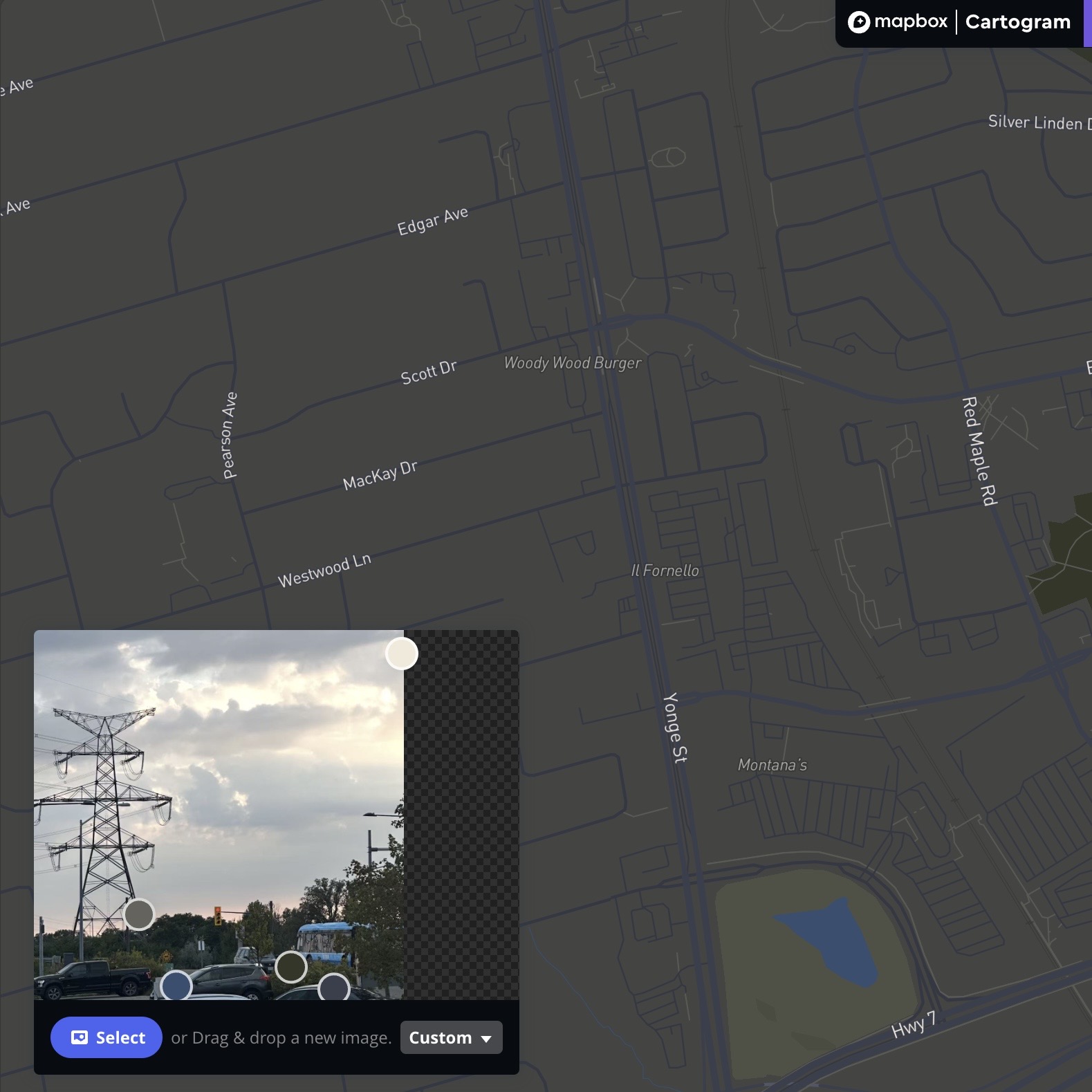 This is the result after I imported the photo using the Cartogram Mapbox.